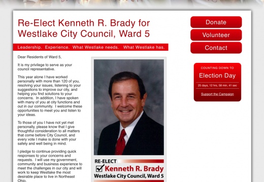 Re-Elect Kenneth R. Brady for Westlake City Council, Ward 5