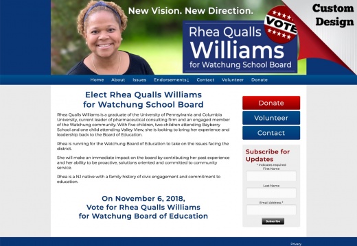 Rhea Qualls Williams for Watchung School Board