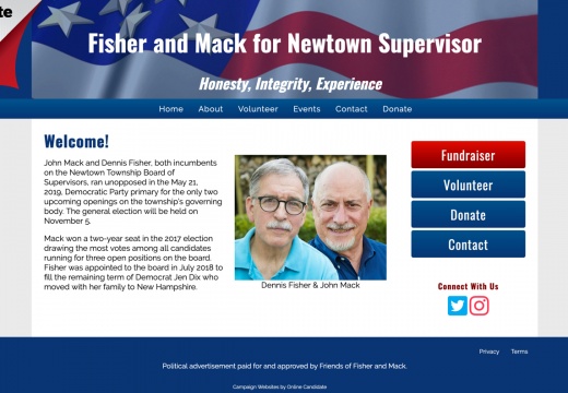 Fisher and Mack for Newtown Supervisor
