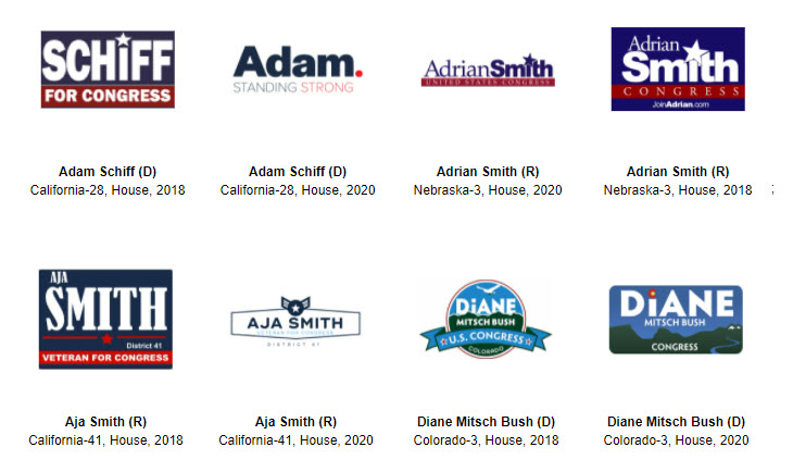 Examples of campaign logo designs that changed between elections.