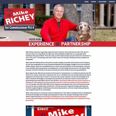 Commissioner Election Client Campaign Website Example