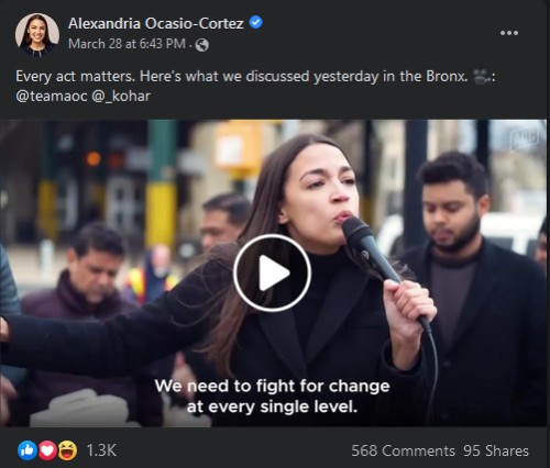 facebook live video Alexandria Ocasio-Cortez