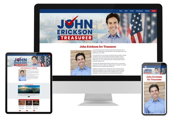Treasurer Campaign Website Design on screens