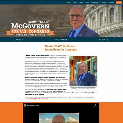 United States Congressional Election Client Campaign Website Example