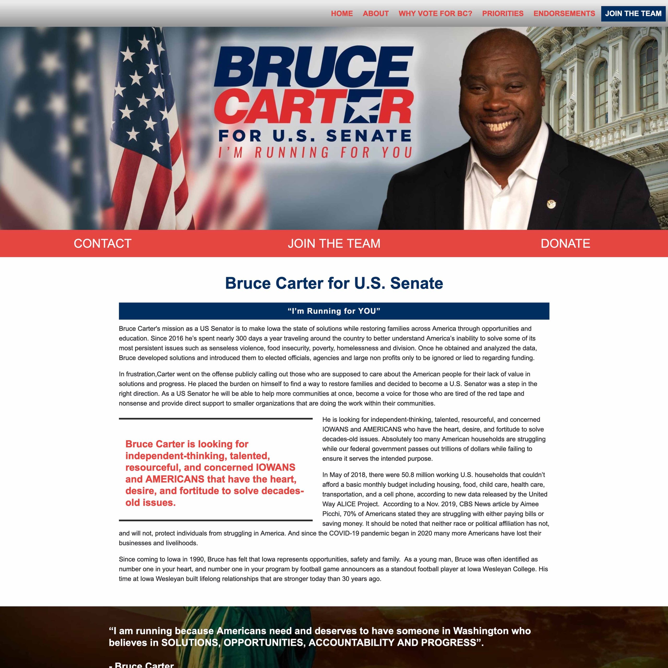 United States Senate Election Client Campaign Website Example